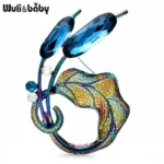 Wuli&baby Crystal Circle Flowers Brooches For Women Unisex Beautiful Leaves Plants Party Office Brooch Pins Gifts